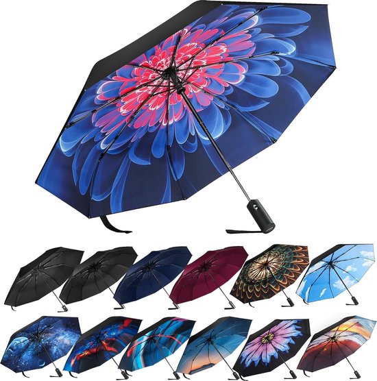 Parapluie coupe-vent, Parapluie de poche compact, Ouverture et fermeture automatiques, Convient aux hommes et aux femmes.