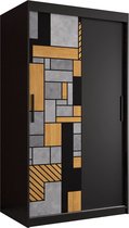 Zweefdeurkast Kledingkast met 2 schuifdeuren Garderobekast slaapkamerkast Kledingstang met planken (LxHxP): 100x200x60 cm - Varus (Zwart, 100) met lades