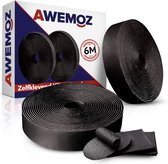 AWEMOZ Klittenband Zelfklevend - 2x6 Meter Lang - Velcro Zwart - Extra Sterk