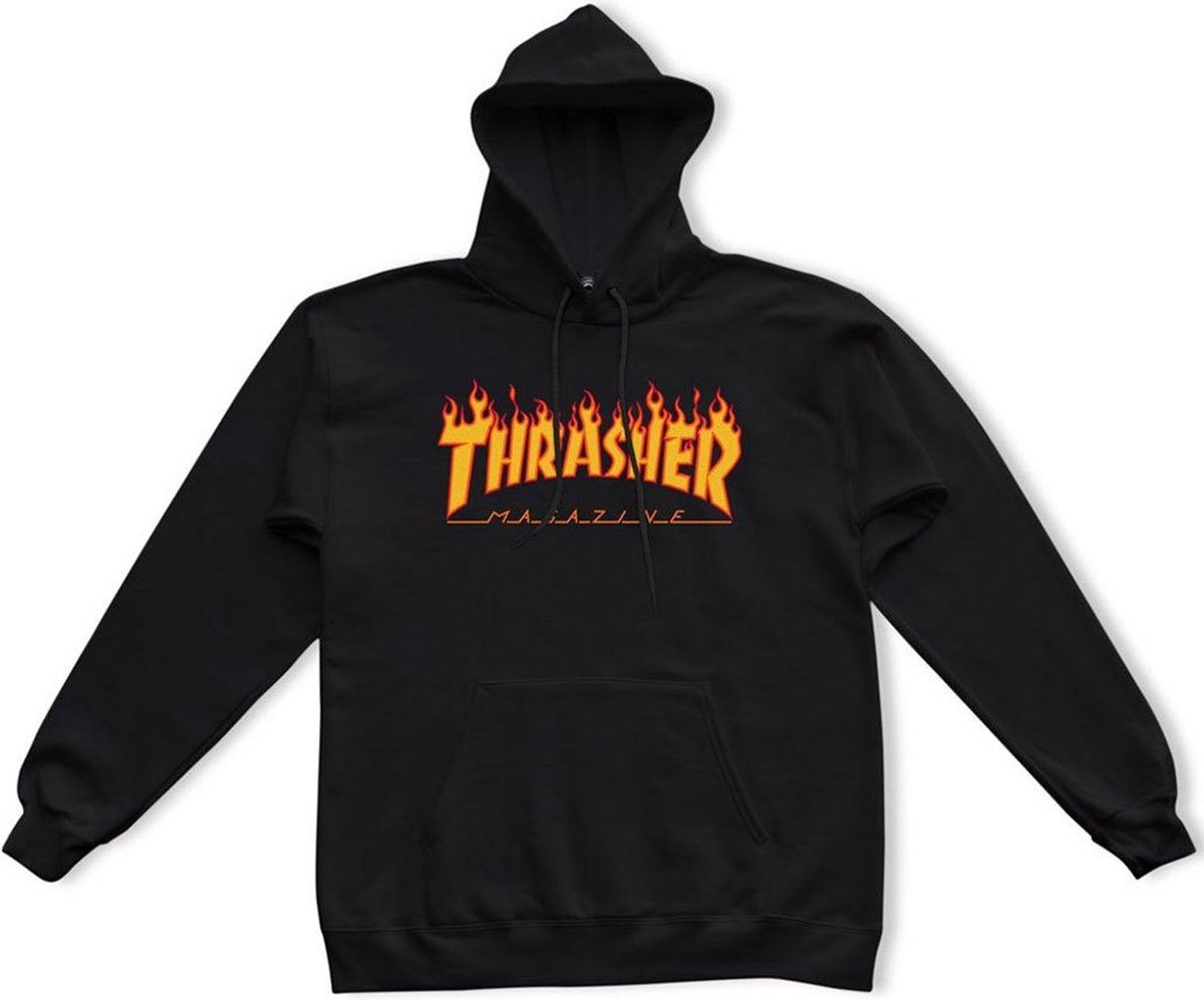 THRASHER - Flame Hoodie Black