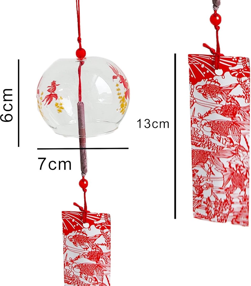 Japanse Windgong Goudvis Windgong Rode Glazen Windgong Voor Huisdecoratie Hangende Windgong Voor Auto-Interieurdecoratie