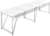 The Living Store Table de camping pliante - 240x60x70/62/55 cm - Légère - Capacité de charge 30-50 kg - Structure en aluminium - Plateau en MDF