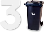 Huisnummer kliko sticker - Nummer 3 - Klein wit - container sticker - afvalbak nummer - vuilnisbak - brievenbus - CoverArt