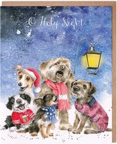 Wrendale Kerstkaarten Notepack - 8 stuks - 'O Holy Night' dog Card Pack - Wrendale Designs Christmas Cards - Kerstkaart