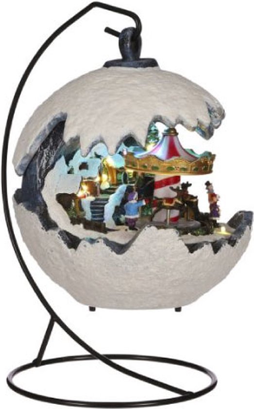 Luville Fairground Scenery Met Draaimolen Kerstbal – 20,5 x 16 x 30,5 cm