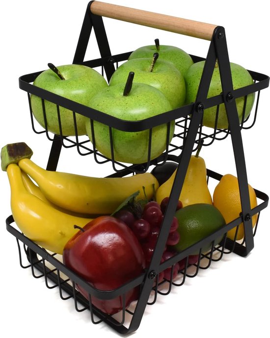 3-laags koperen hangende fruitmand voor in de keuken, 81 cm