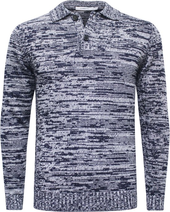 Hommard PULL EN CACHEMIRE COL POLO JERSEY LOURD MELANGE GRIS MARINE STELVIO Large - Luxe - Pull - Pull Chaud - Homme - Homme - Unisexe