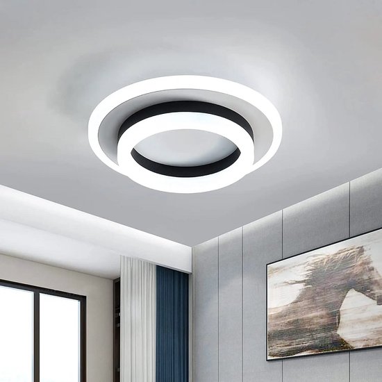 LuxiLamps - Siècle des Lumières Acryl Moderne - Plafonnier Rond LED - Wit Froid - Lampe d'Allée ou de Hall - Plafoniere