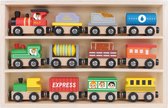 Tooky Toy Coffret de train en bois Set en bois 13 pièces