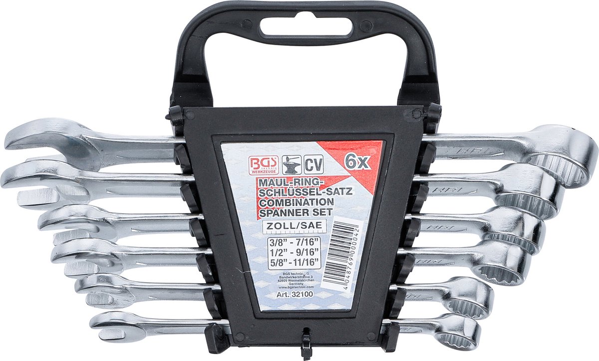 BGS Ringsleutelset -6-delig -in sleutelhouder -Inch formaten