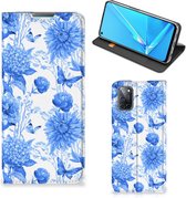 Smart Cover voor OPPO A52 | A72 Flowers Blue