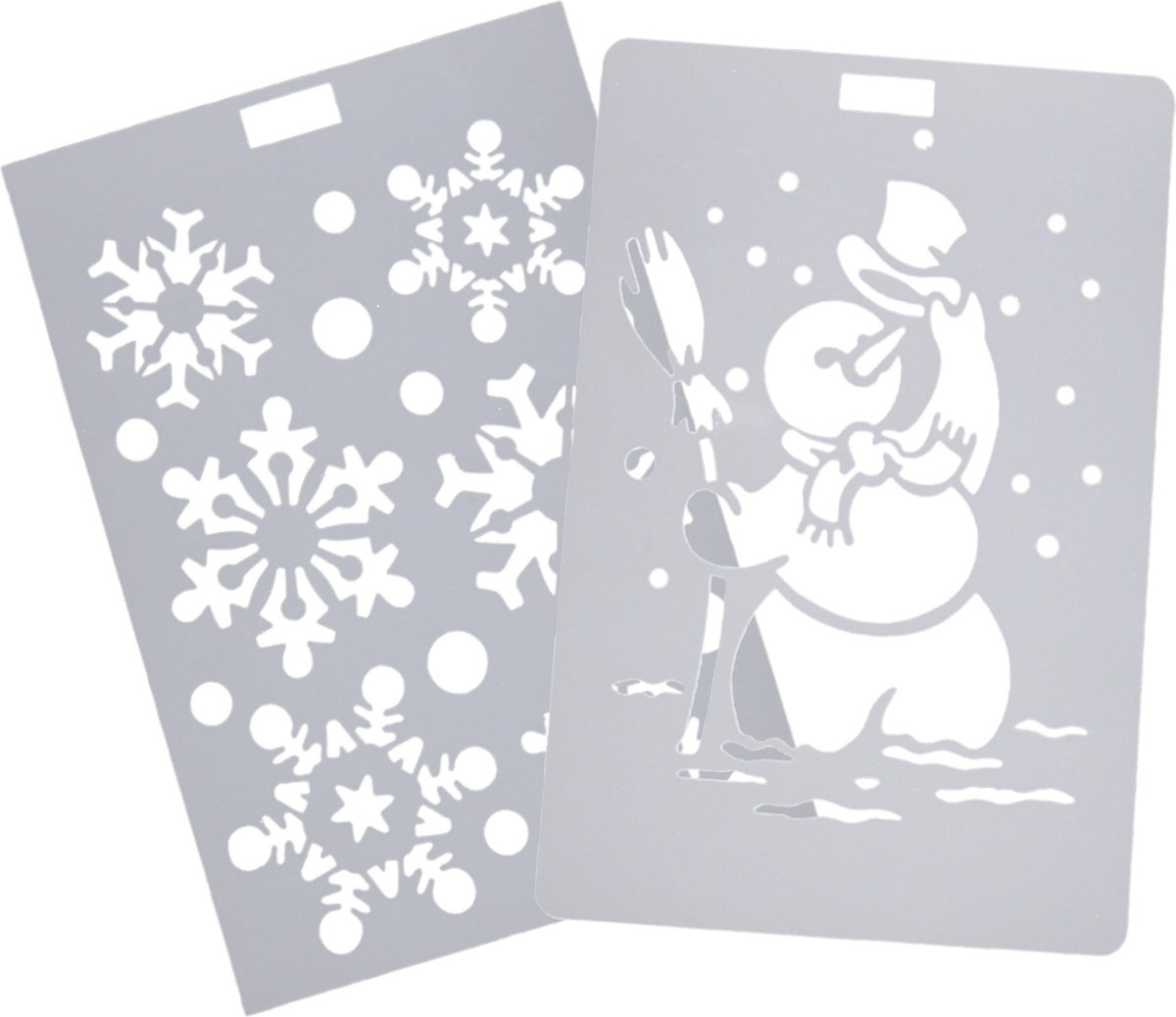 Kerst raamsjablonen - 2x st - sneeuwpop en sneeuwvlokken - raamversiering