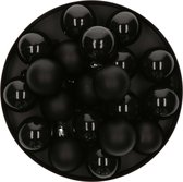 Décorations de Noël Petites boules de Noël - 20x pcs - noir - 4 cm - plastique