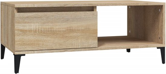 vidaXL - Salontafel - 90x50x36,5 - cm - bewerkt - hout - sonoma - eikenkleurig