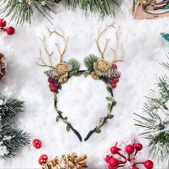 Prachtige Handgemaakte kerst Haarband met dennenappels- en Bessenboomtakken - Perfect voor Feestelijke Gelegenheden
