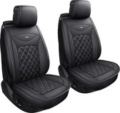 WANGIRL Universele Voorstoelen 2 Stuks PU Lederen Autostoelhoezen, Waterdichte Autostoelbeschermer, Geschikt voor de Meeste Sedans, Suv (Zwart