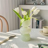 Moderne vaas, hydrocultuur glazen bloemenvaas, tulpenvaas, glazen blaasvaas voor bloemen, drielaagse glazen vaas voor decoratie, geometrische glazen vaas voor thuis, kantoor, bruiloft, feest