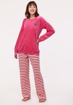 Pyjama Femme Woody Stripes Pantalon Velours - Fuchsia