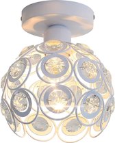 Moderne Plafondlamp - van wit kristal, half verzonken mini-kroonluchter, E27 smeedijzeren plafondlamp voor binnenverlichting, woonkamer, veranda, hal