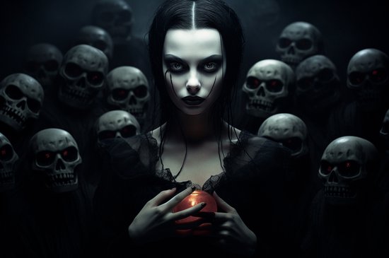 Vampier Poster | Vampire Girl | Halloween Poster | Halloween Decoratie | Halloween Versiering | Sint Maarten | Horror Poster | 91x61cm | Geschikt om in te lijsten