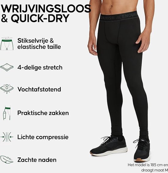 DANISH ENDURANCE Compressie Shorts Heren, Hardloop Leggings, Gym Sport & Workout, Anti-Wrijving, 2 Paar, Zwart, M