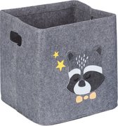 Panier de rangement Relaxdays pour chambre d'enfant - rangement en feutre - avec poignées - imprimé animal - gris