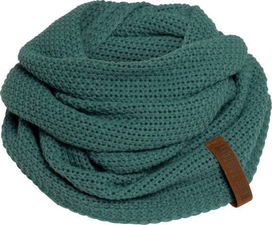 Knit Factory Coco Gebreide Colsjaal - Ronde Sjaal - Nekwarmer - Wollen Sjaal - Groene Colsjaal - Dames sjaal - Heren sjaal - Unisex - Laurel - One Size