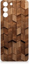 Stevig Telefoonhoesje geschikt voor Samsung Galaxy S21 FE Wooden Cubes