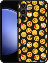 Cazy Hoesje Zwart geschikt voor Samsung Galaxy S23 FE Emoji