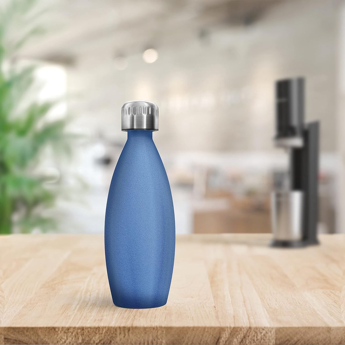 Premium RVS-fles 0,9L [EXTRA GROOT] compatibel met SodaStream Crystal - geschikt voor koolzuur - vaatwasmachinebestendig - RVS-drinkfles - Ideaal accessoire voor onderweg.
