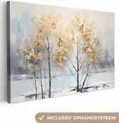 Canvas Schilderij Winter - Bomen - Natuur - Acryl - Kunst - 120x80 cm - Wanddecoratie