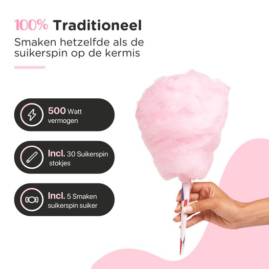 Bakiez® suikerspinmachine retro - suikerspin machine - inclusief 5 x 100 gram suikerspin suiker - inclusief 30 stokjes - complete set — afbeelding 3