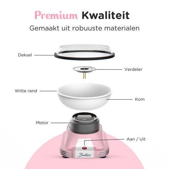 Bakiez® suikerspinmachine retro - suikerspin machine - inclusief 5 x 100 gram suikerspin suiker - inclusief 30 stokjes - complete set — afbeelding 2