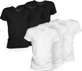 TimBasics - 100% Katoen - V-Hals - Heren Ondershirt - 6-Pack - Wit & Zwart - Maat XL