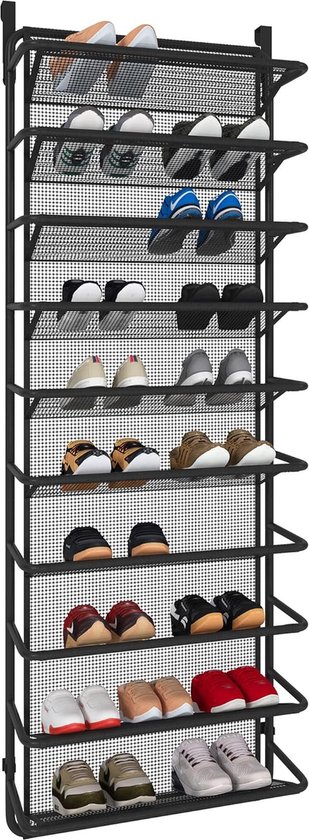 Organizer boven de deur voor schoenen, hangend schoenenrek met 2 haken, schoenenopslag hangend, ruimtebesparend, schoenenorganizer voor kast