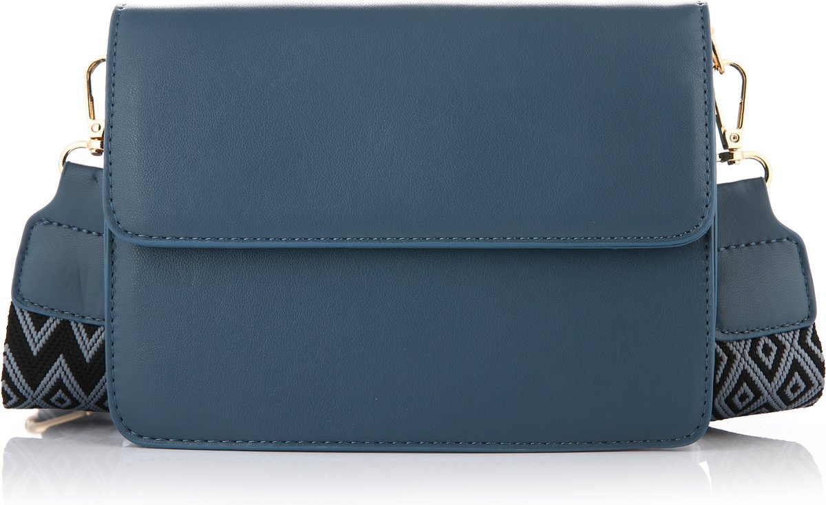 Handtas - compact schoudertas - crossbody tas - dames - cadeautip - blauw - jeansblauw