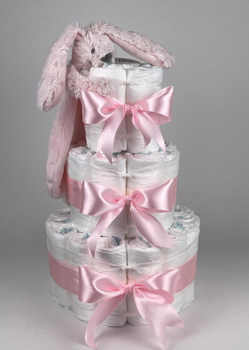 Goedkoopste Chouette-Chouette | Luiertaart Meisje | Kraamcadeau | Geboorte Meisje | Babyshower | Tuttle Konijn Richie Pink - Roze