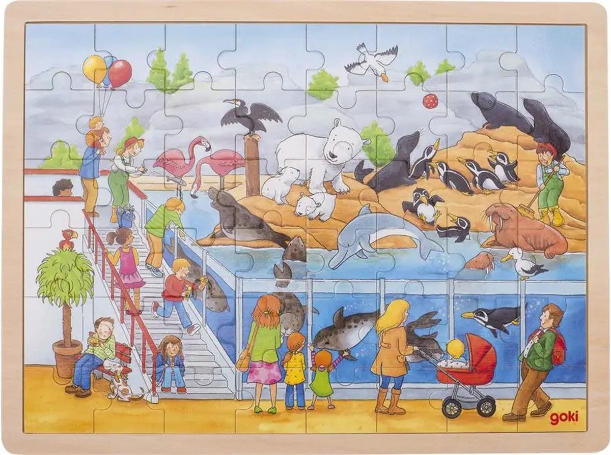 Goki houten legpuzzel Dierentuin - 48 stukjes
