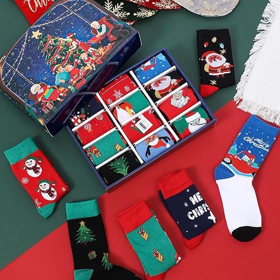 Calendrier de l'Avent Chaussettes de Noël festives unisexes (12 paires) -  Chaussettes... | bol