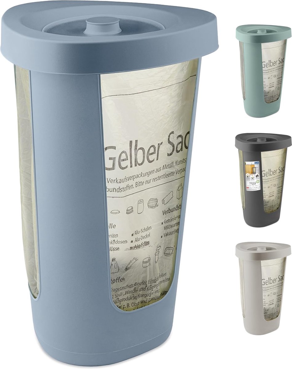 Tasstandaard Gele tas met deksel, Plastic (PP gerecycled), Blauw, 40 cm