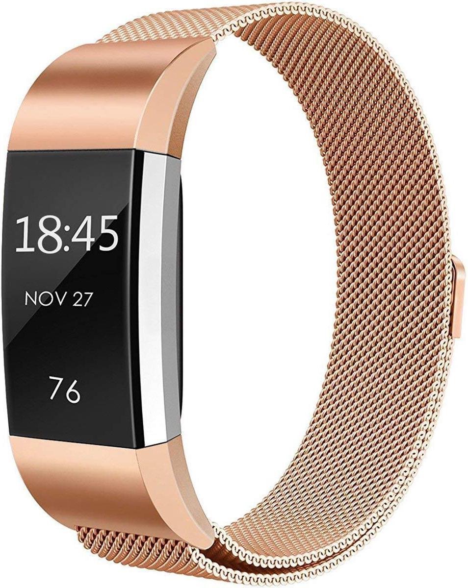 Milanees bandje - Fitbit Charge 2 Bandje - Rose Goud