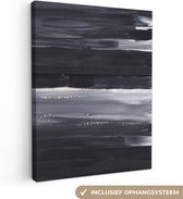 Canvas Schilderij Verf - Abstract - Zwart - 90x120 cm - Wanddecoratie