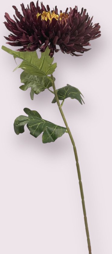Zijden kunstbloem Chrysant | Bordeaux | Lengte 65 centimeter