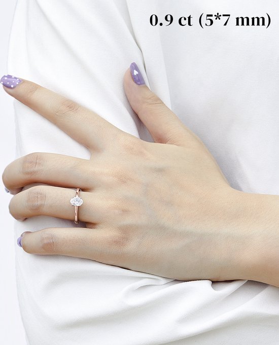 Eloise - Bague solitaire ovale moissanite en or Ring 14 carats - 1,5 carat