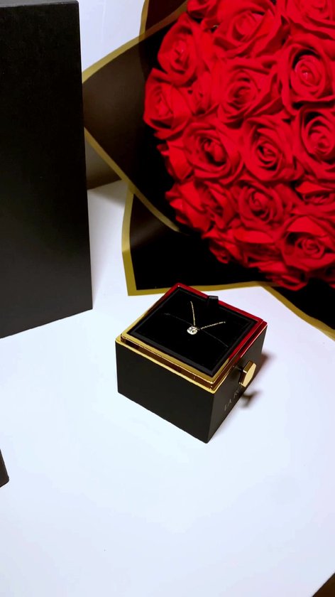 La Rose Juwelendoos - Sieradendoos voor Volwassenen - Sieradenkast met Eeuwige Roos & Ketting – Luxe Cadeaudoos - Romantisch Cadeau voor Vrouw, Vriendin, Moeder