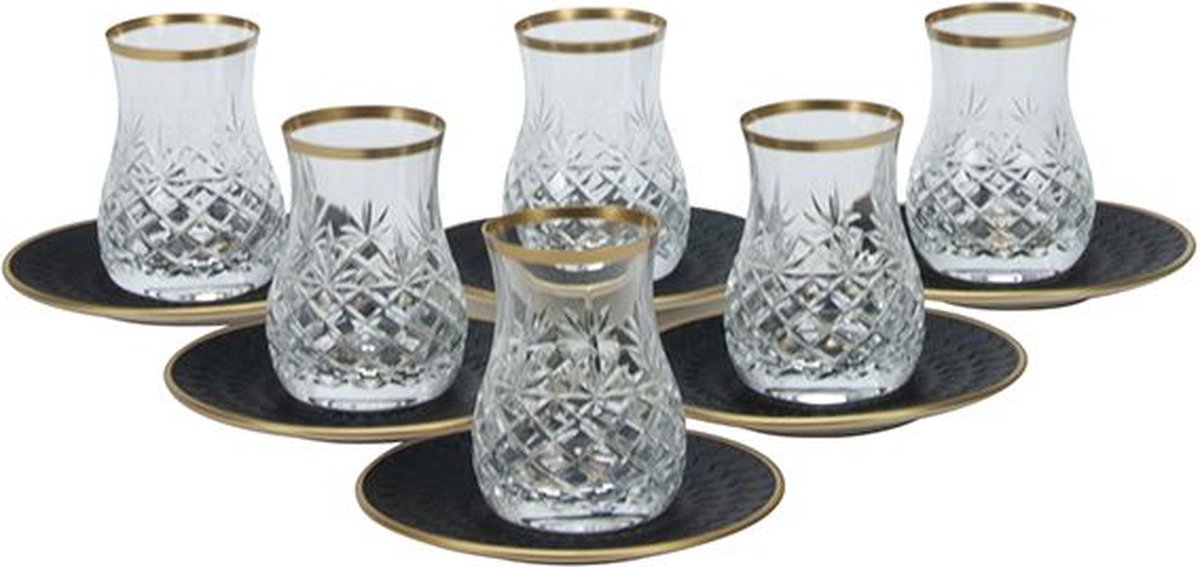 BRICARD MAGNOLIA THEEGLAZEN SET | ZWART 12-DELIG