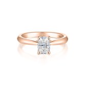 Elysium - 14k Roségouden Smaragd Solitair Moissanite Ring - 1.75
