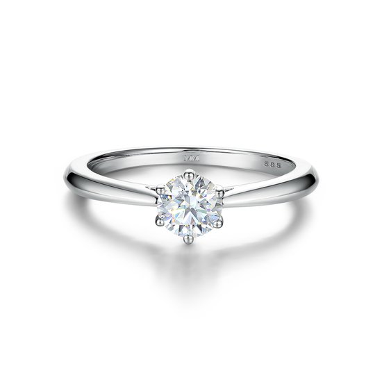 Ella - 14k Witgouden Solitair Moissanite Verlovingsring - 0.5 karaat