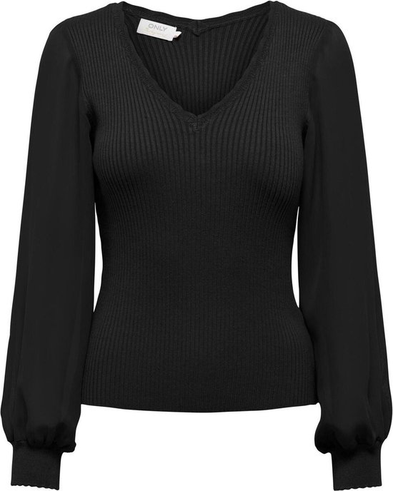 Only Trui Onljenny Ls Woven Mix Vneck Cc Knt 15294634 Black Dames Maat - S