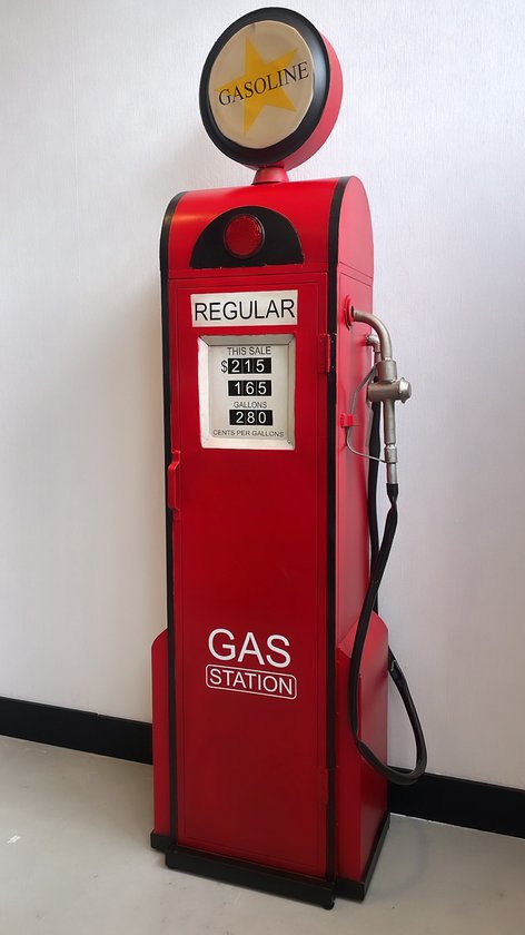 Retro Look Metalen Gas station / Benzinepomp opbergkast 195cm